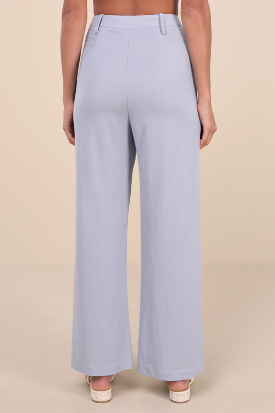 LULUS INSTINCTIVELY ELEVATED SLATE HIGH-RISE BUTTON-FLY WIDE-LEG PANTS
