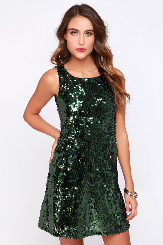 very green sequin dress