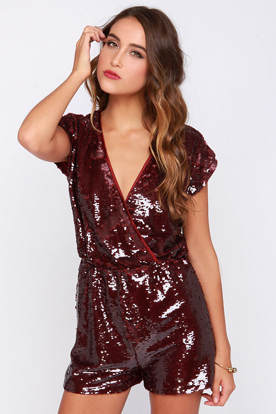 burgundy romper