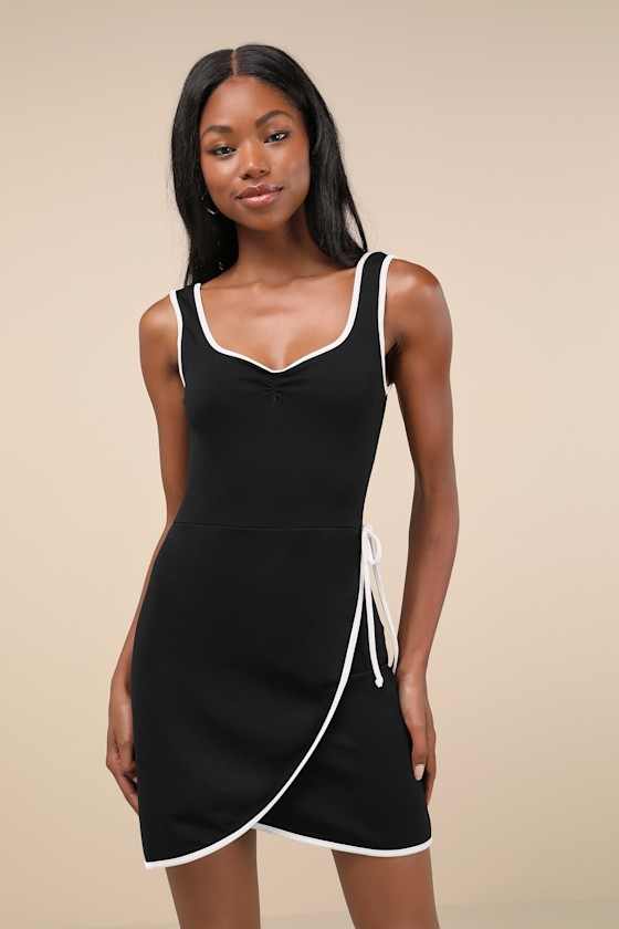 Adorable Decision Black Sleeveless Faux-Wrap Mini Dress 6