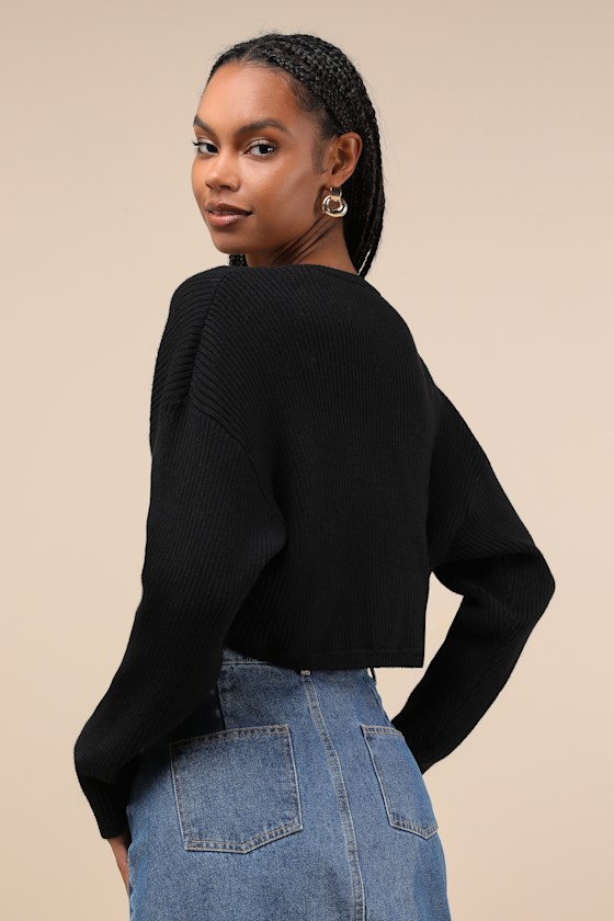 Snuggly Ease Black Ribbed Open-Front Shrug Sweater 2