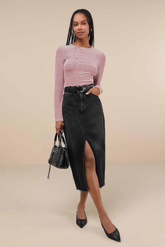 Inclined to Sweetness Red and White Striped Long Sleeve Top 3
