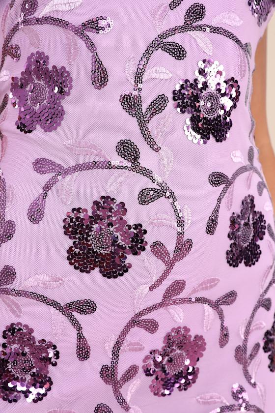 Lulus Substantial Shine Lavender Sequin Backless Mini Dress In Purple