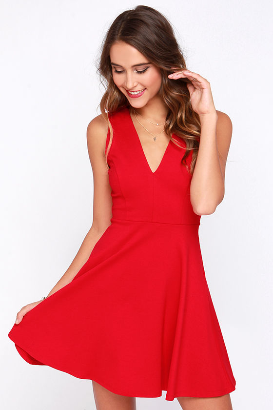 Pretty Red Dress - Sleeveless Dress - Skater Dress - $40.00 - Lulus