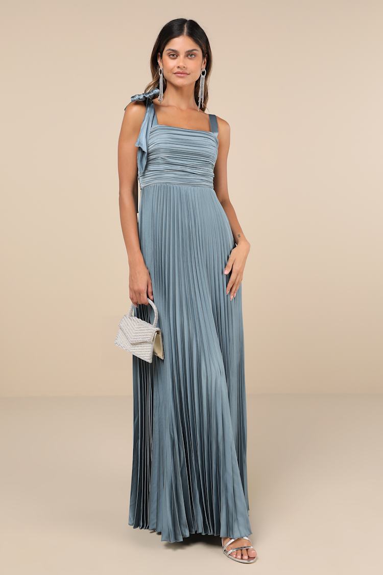 blue dress for baby girl Off the Shoulder Bridesmaid Dresses Slate Grey Tulle Cheap Bridesmaid  Dresses ARD1146