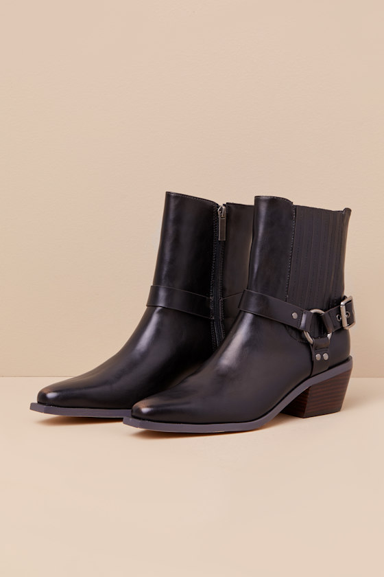 Karson Dark Brown Distressed Moto Ankle Boots 1