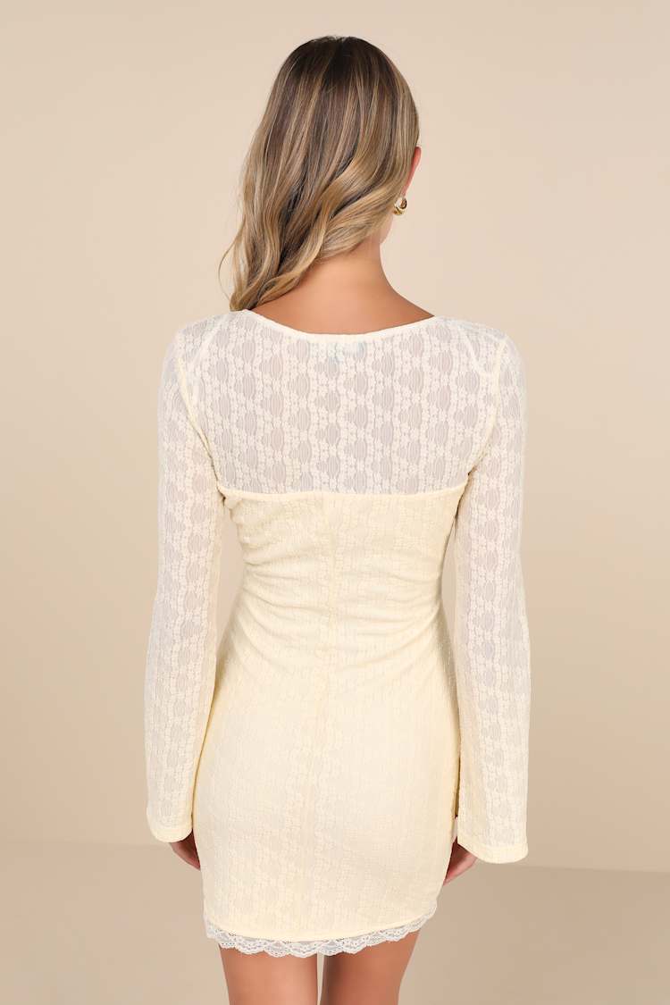 white christmas dresses Monna Lace Long Sleeve Mini Dress