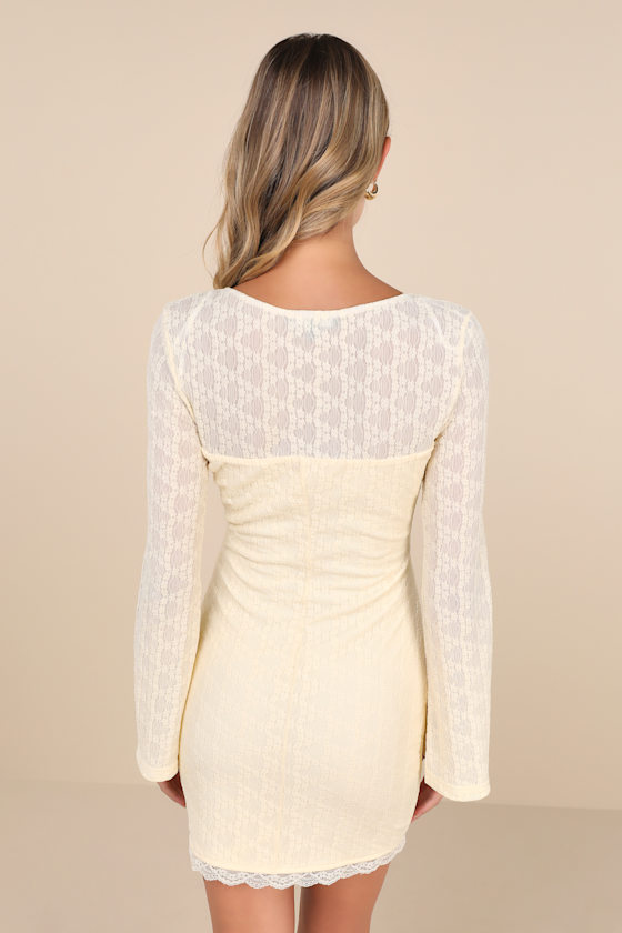 Notable Cuteness Cream Textured Long Sleeve Mini Dress 4