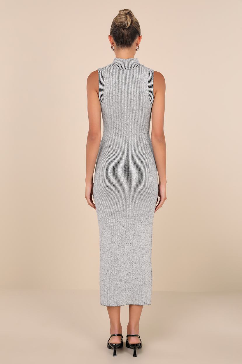 marled grey dress Marled Knit Half-Placket Mini Dress