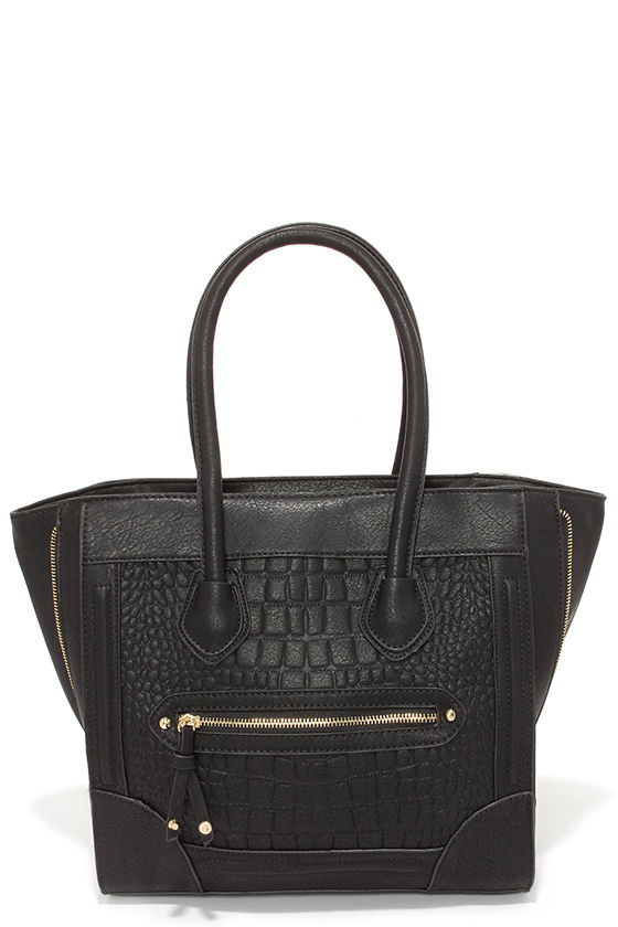 Cute Black Handbag Black Tote Croc Handbag 49.00 Lulus