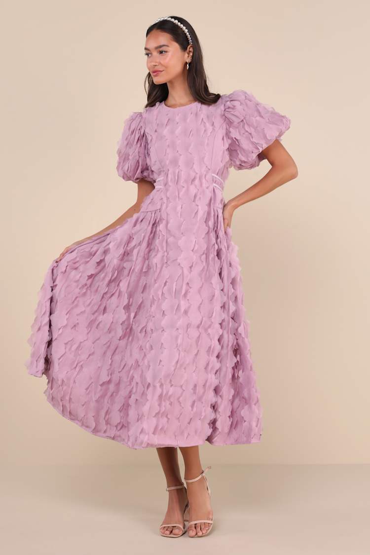 Sister Jane Roundup - Lilac Midi Dress - Puff Sleeve Dress - Lulus