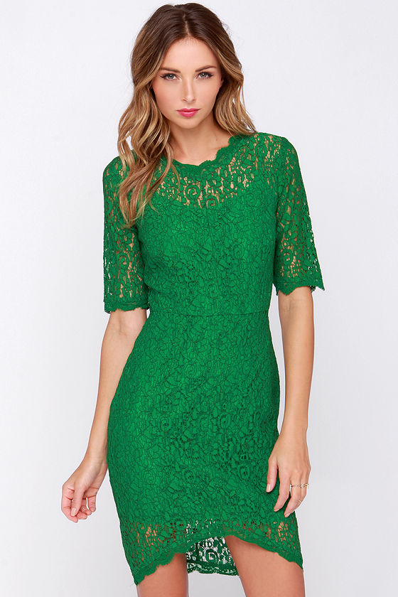 Pretty Bright Green Dress - Lace Dress - Sheath Dress - $122.00 - Lulus