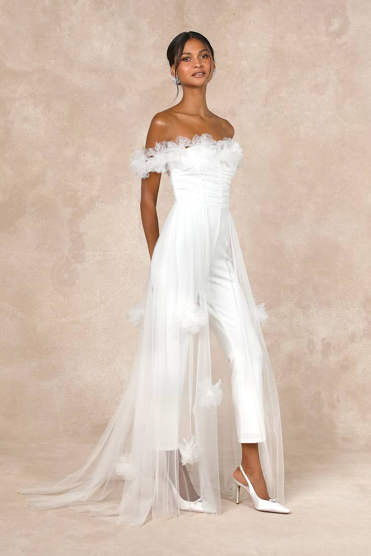 Lace Prom Dress Jumpsuit With Skirt Overlay Prom Detachable Skirt