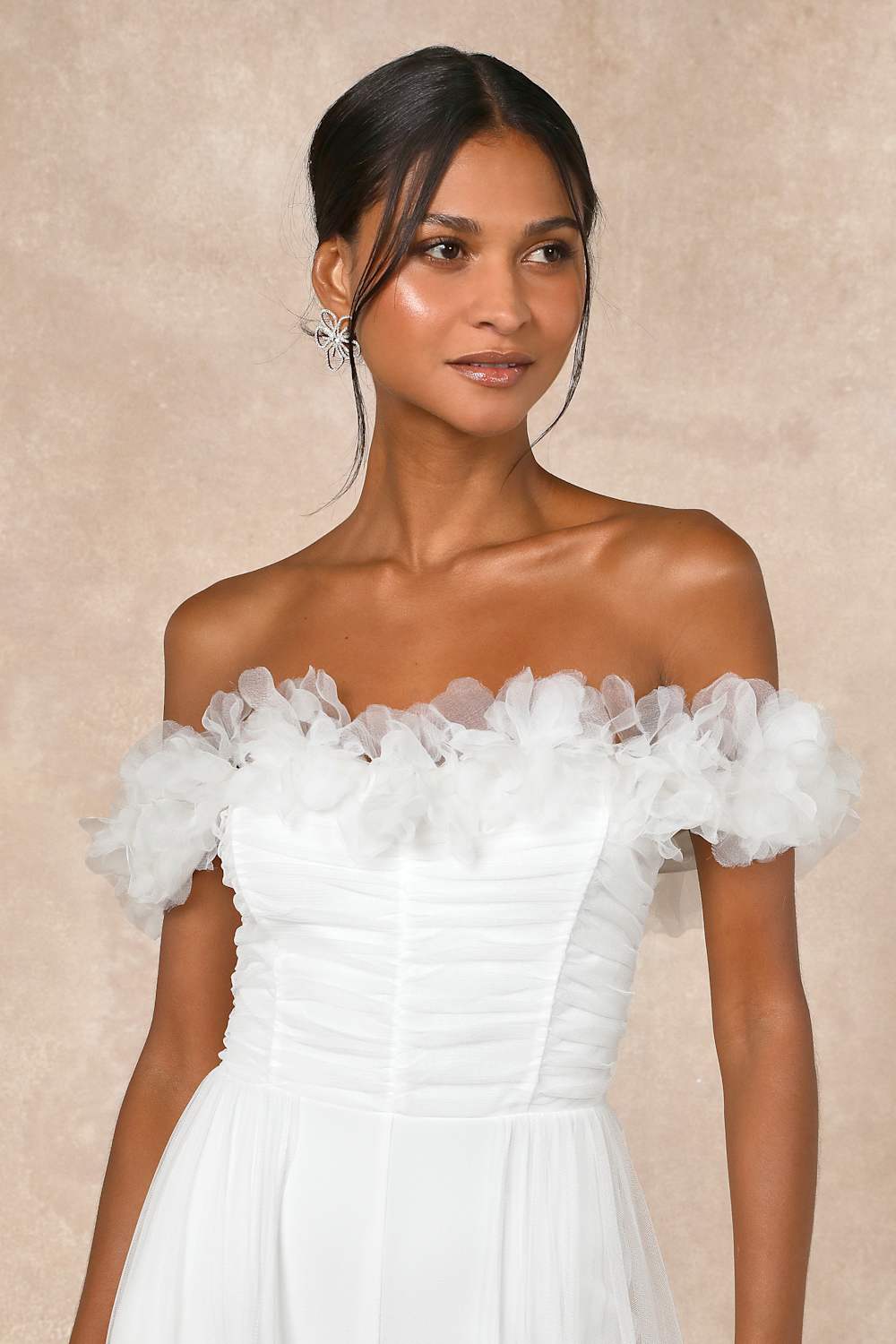 Modern Devotion White 3D Flower Tulle Overlay Jumpsuit