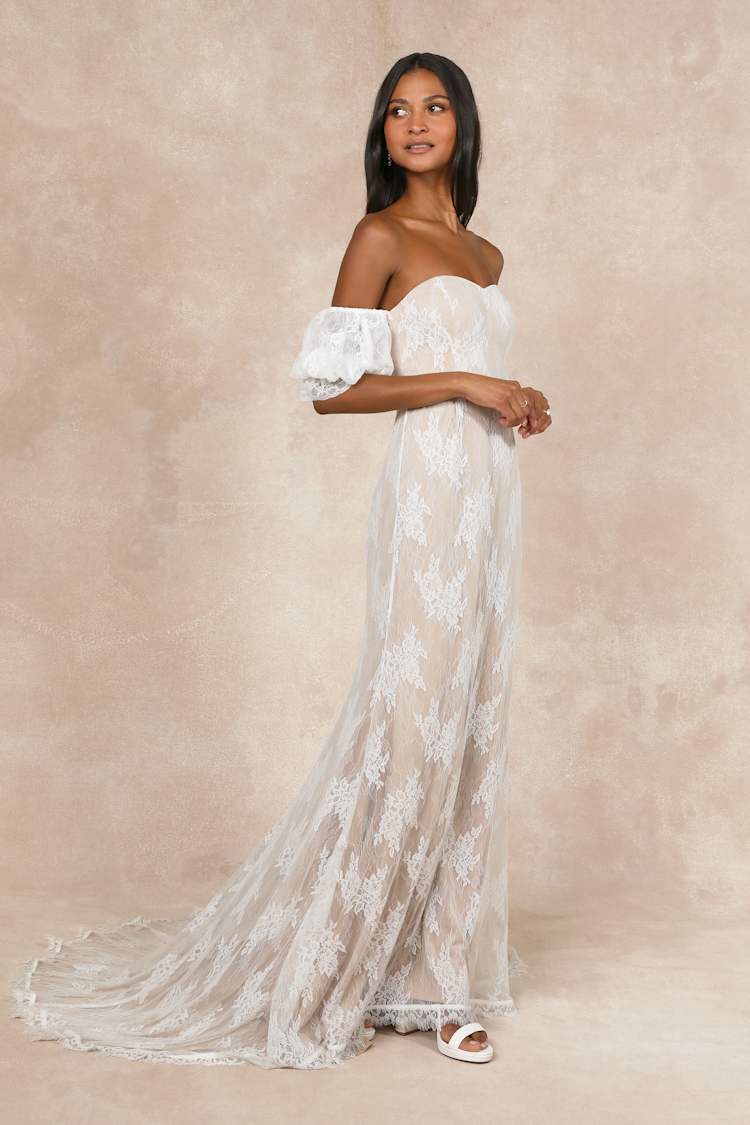 strapless open back dress Alivia White Lace One Shoulder Cut Out Bandeau Dress main image 1