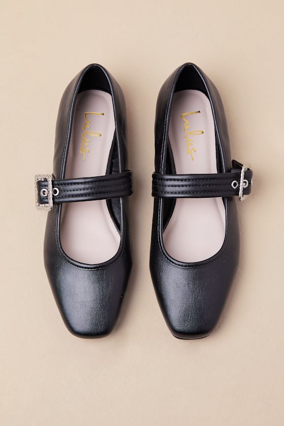 Lulus Rawler Black Buckle Ballet Flats In Black