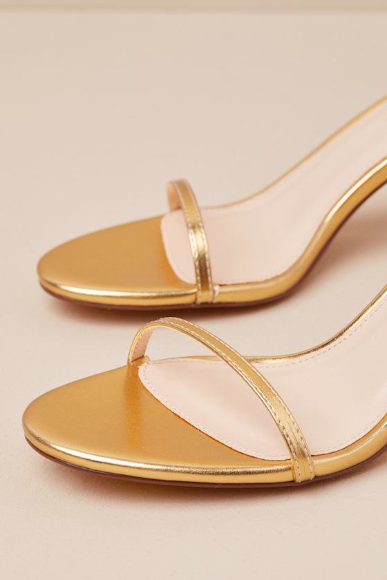 Lulus Sydd Gold Ankle Wrap Low Heel Sandals In Gold