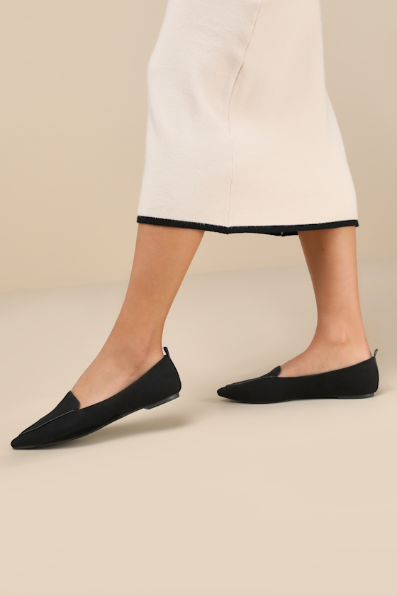 Emmy Black Suede Pointed Loafers 6