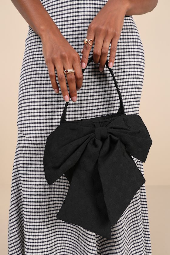 Dallas Jewels Black Jacquard Bow Mini Handbag 1