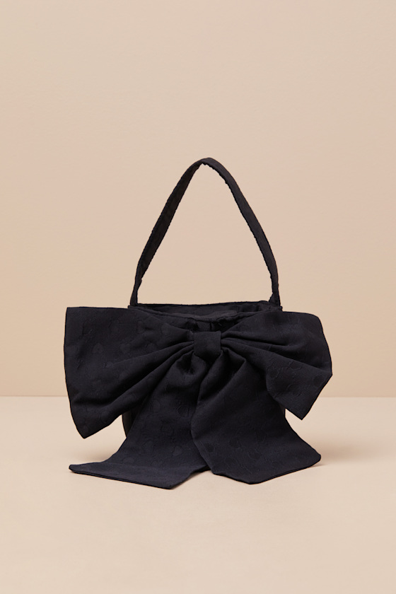 Sister Jane Dallas Jewels Black Jacquard Bow Mini Handbag In Black