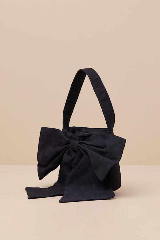 Sister Jane Dallas Jewels Black Jacquard Bow Mini Handbag In Black