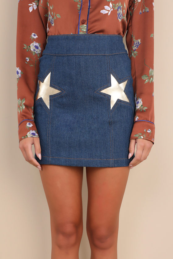 Stoned Immaculate Super Star Skirt - Dark Wash Skirt - Denim