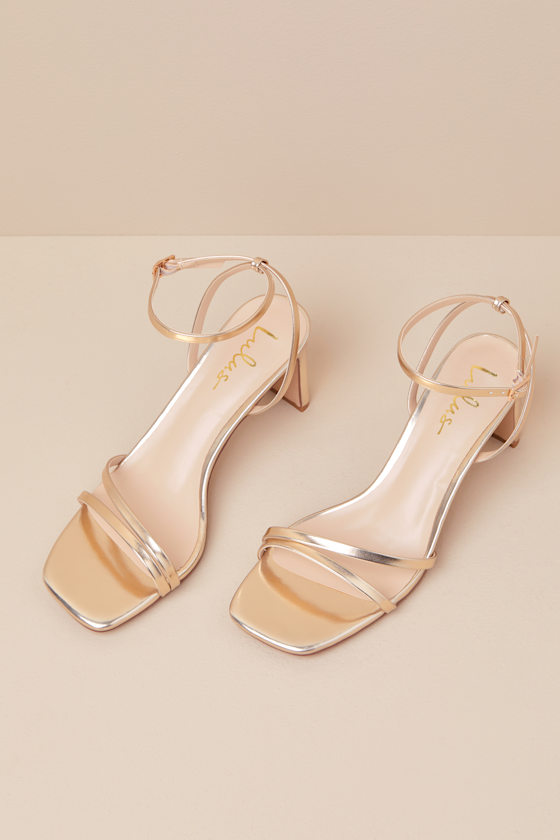 Loxley Gold Ankle Strap High Heel Sandals - thumbnail 4