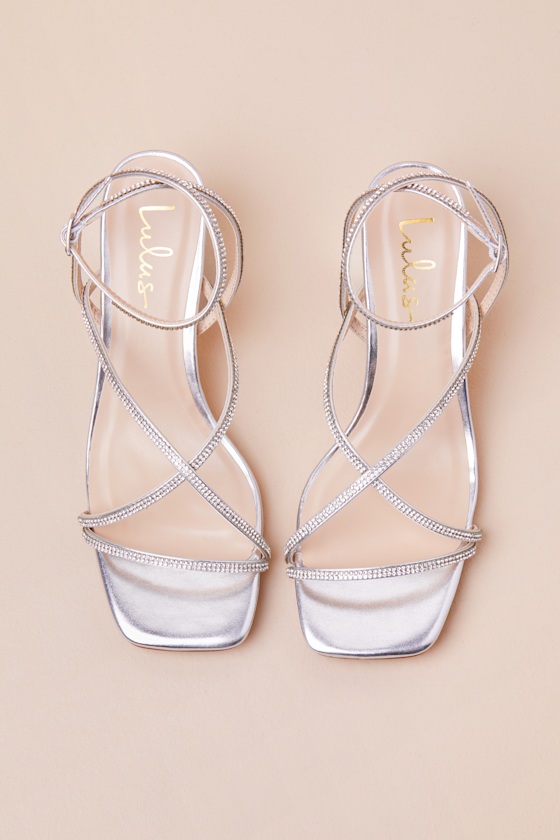 Silver rhinestone low heels hot sale