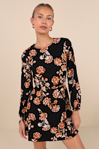 Darling Simplicity Black Floral Linen Cutout Mini Dress 1