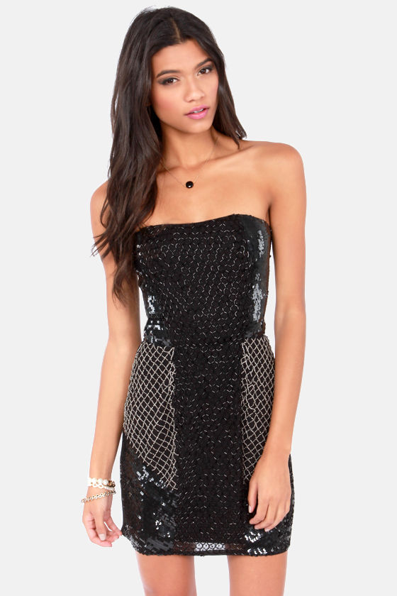 Little Black Dress - Strapless Dress - Sequin Dress - $93.00 - Lulus