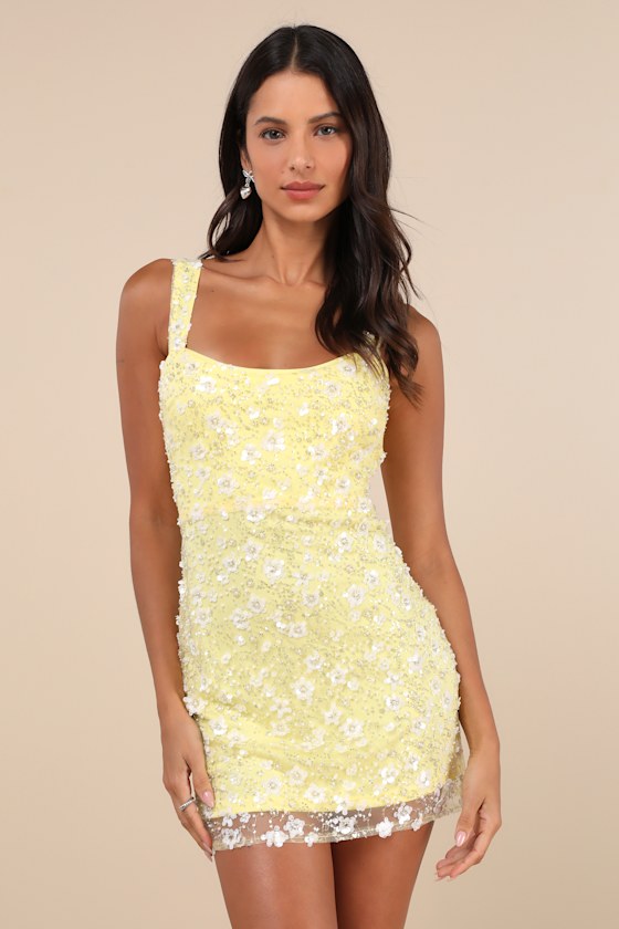 Yellow Elegant Mini Dress