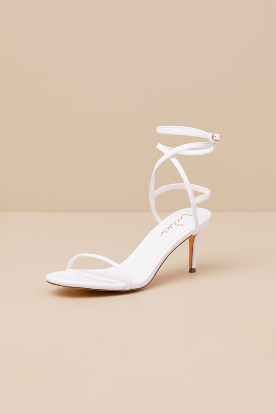Lulus Sydd White Ankle Wrap Low Heel Sandals In White