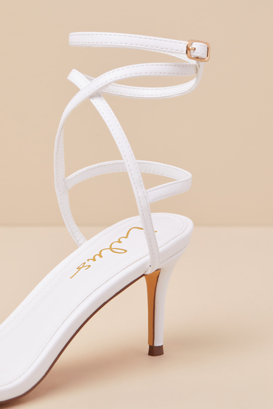 Lulus Sydd White Ankle Wrap Low Heel Sandals In White