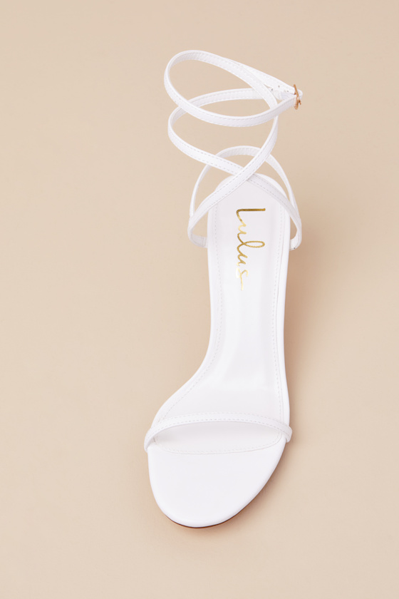 Lulus Sydd White Ankle Wrap Low Heel Sandals In White