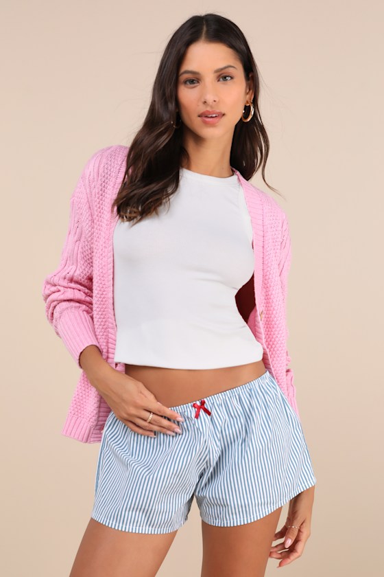 Rata Blue and White Striped Cotton Poplin Shorts 2