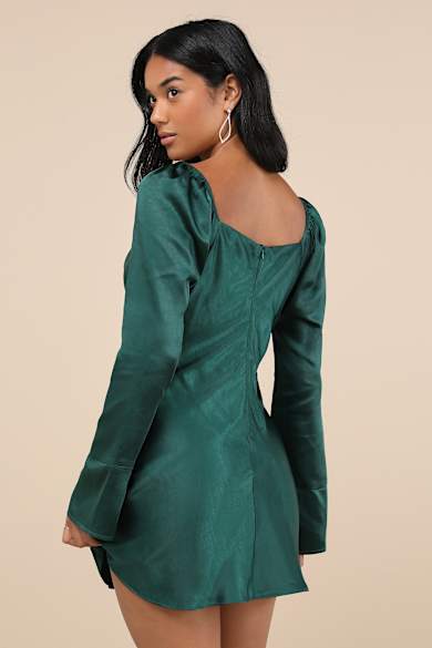 sachin and babi light blue dress Vesper bengaline off shoulder mini dress in emerald green main image 0