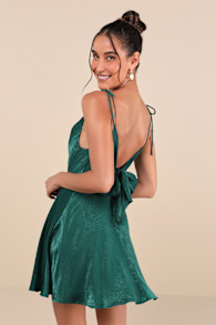 Party with Prosecco Emerald Green Satin Tie-Back Mini Dress 1