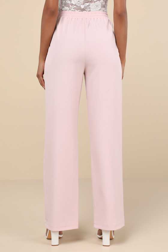 Shop Lulus Simply Poised Light Pink Twill Wide-leg Pants