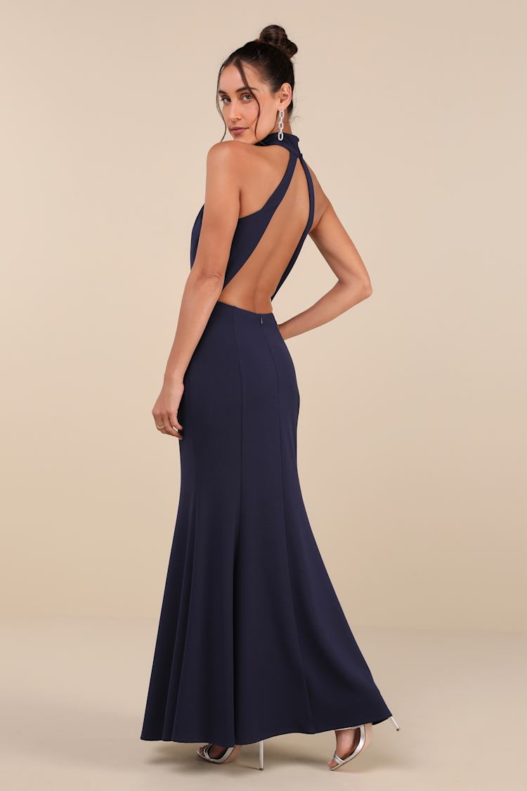 navy blue dress for baby girl White Sleeveless Cut Out Back Maxi Dress main image 0