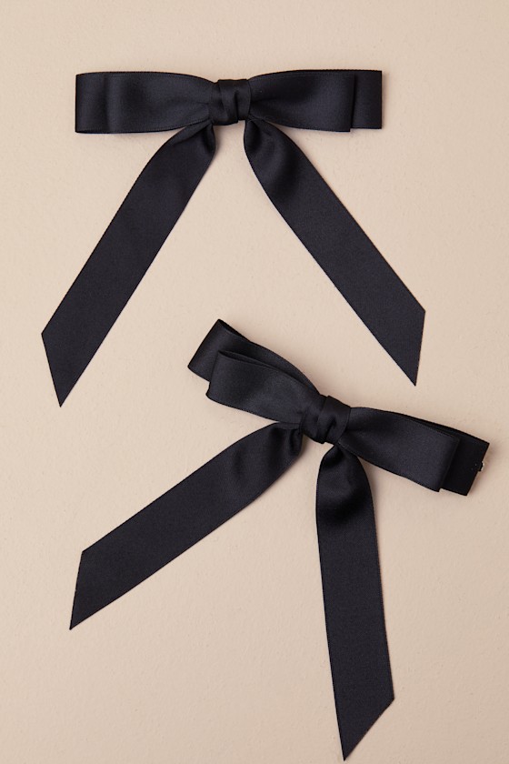 Black Hair Bows - Hair Bow Set - Hair Clip Set - Bows - Clip Set - Lulus