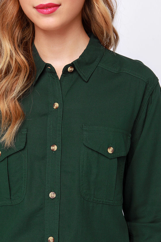 forest green mens button up shirt
