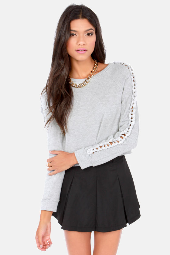 Cool Grey Sweater - Shredded Sweater - Crop Sweater - Crop Top - $42.00 ...