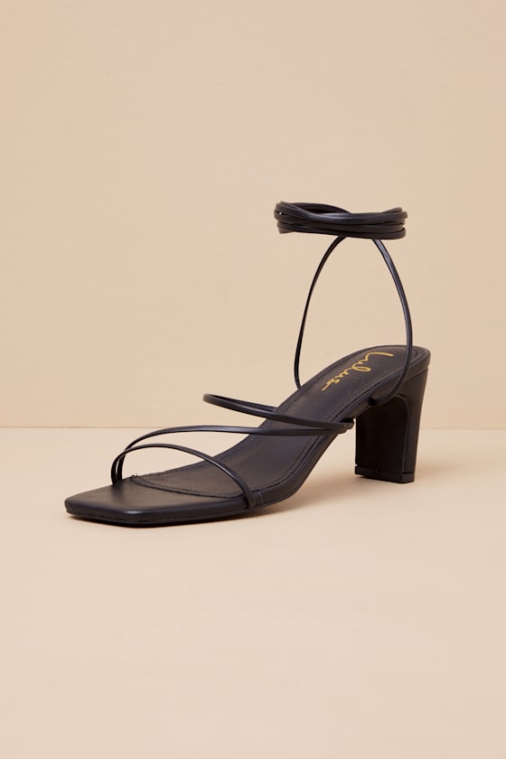 Aliah Black Lace-Up High Heel Sandals 2