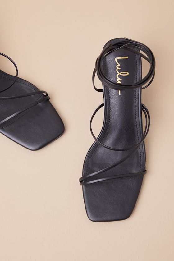 Aliah Black Lace-Up High Heel Sandals - thumbnail 4