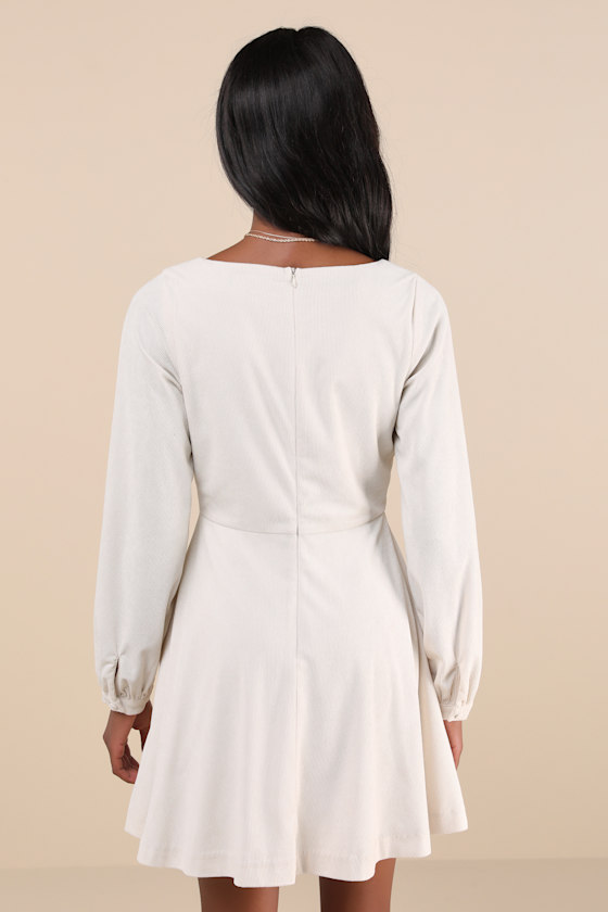 Lulus Daily Affection Beige Corduroy Mini Dress With Pockets In Beige