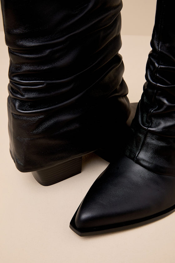 Shop D'amelio Footwear Savella Black Sheep Nappa Leather Slouchy Western Booties