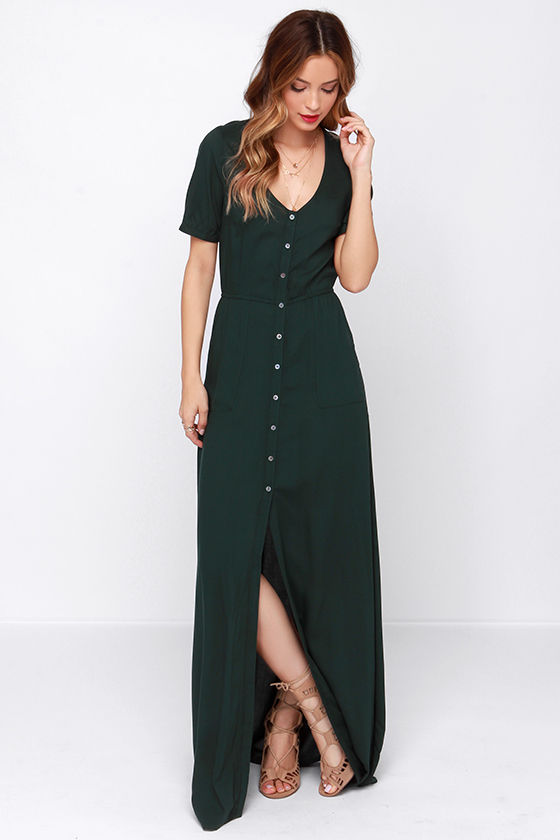 button maxi dress with sleeves