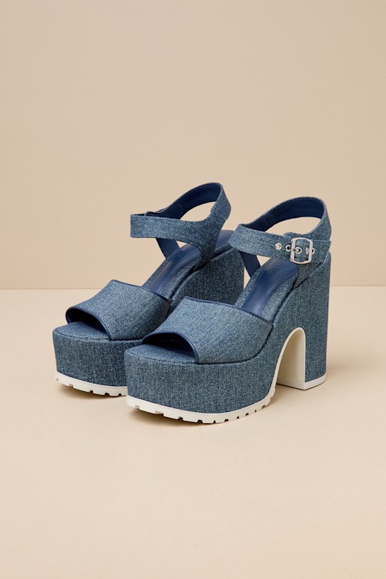 Jordina Platform: Blue Jean Denim 3