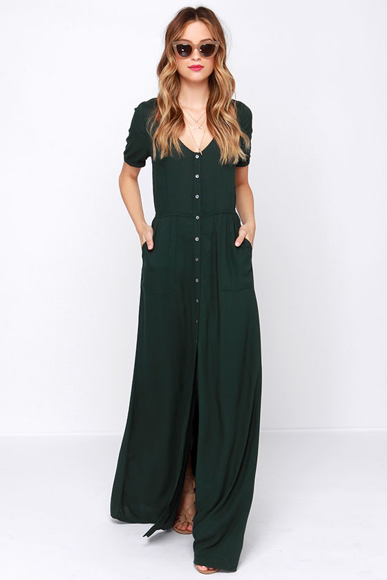 long maxi button up dress