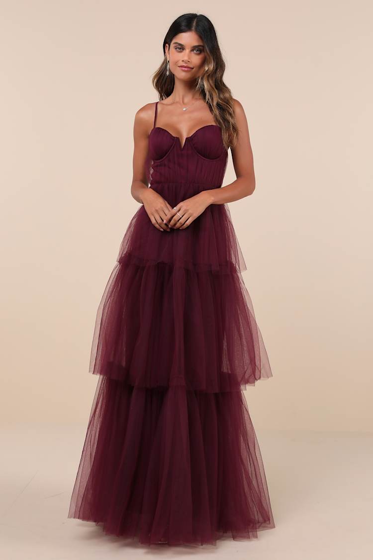 knee length dresses for ladies Purple Tiered Maxi Dress – Kamakhyaa main image 0